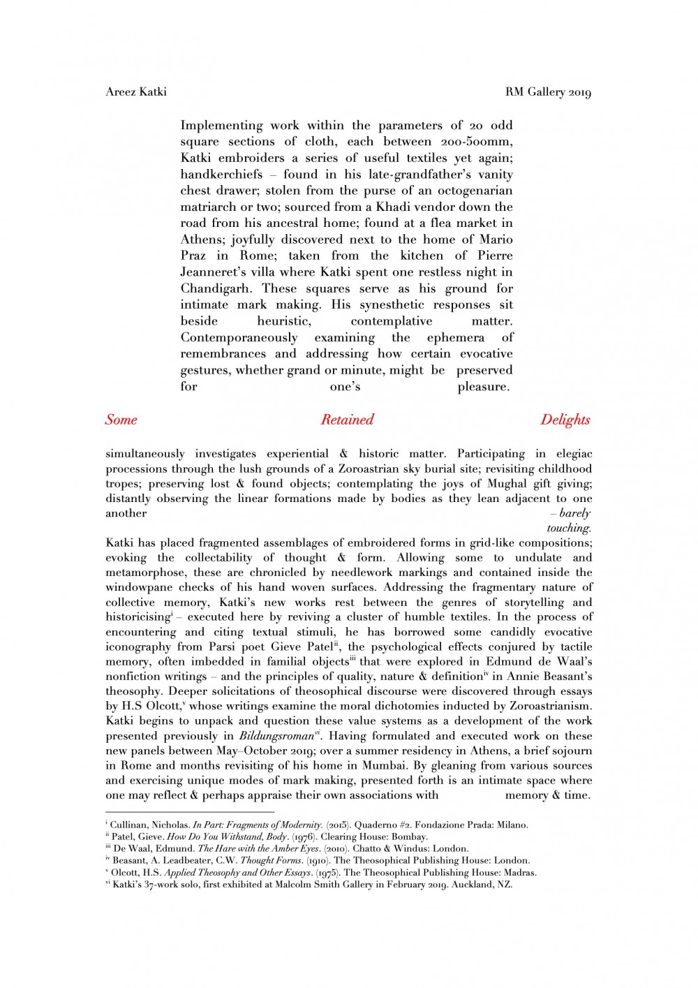 Some Retained Delights